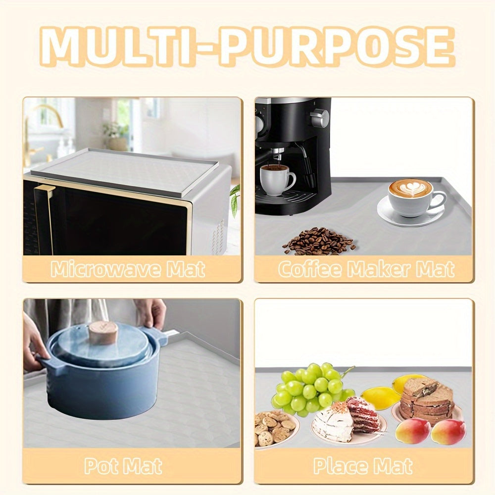 1pc Silicone Heat Resistant Mat for Kitchen Countertop - 11.5x17in Protective Pad for Microwave, Air Fryer, Coffee Maker & Stand Mixer - Non-Slip Hot Surface Guard with Grid Pattern, Heat Resistant Silicone Mat